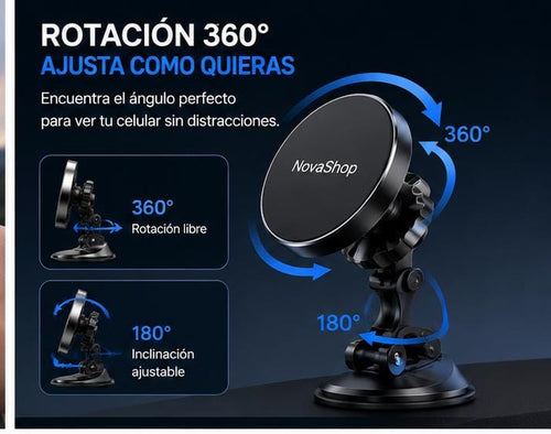 Soporte Magnético 360° para Celular para Auto – Fijación Súper Fuerte