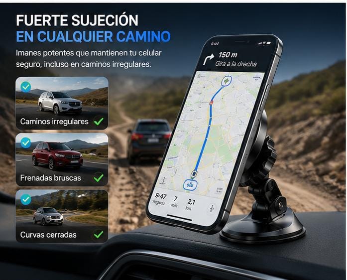 Soporte Magnético 360° para Celular para Auto – Fijación Súper Fuerte